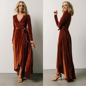 Baltic Born Rust Velvet Maxi Dress